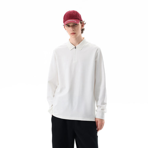 Unisex Oversized Halbzip-Pullover mit Hemdkragen und Technical-Scuba-Stoff Drune
