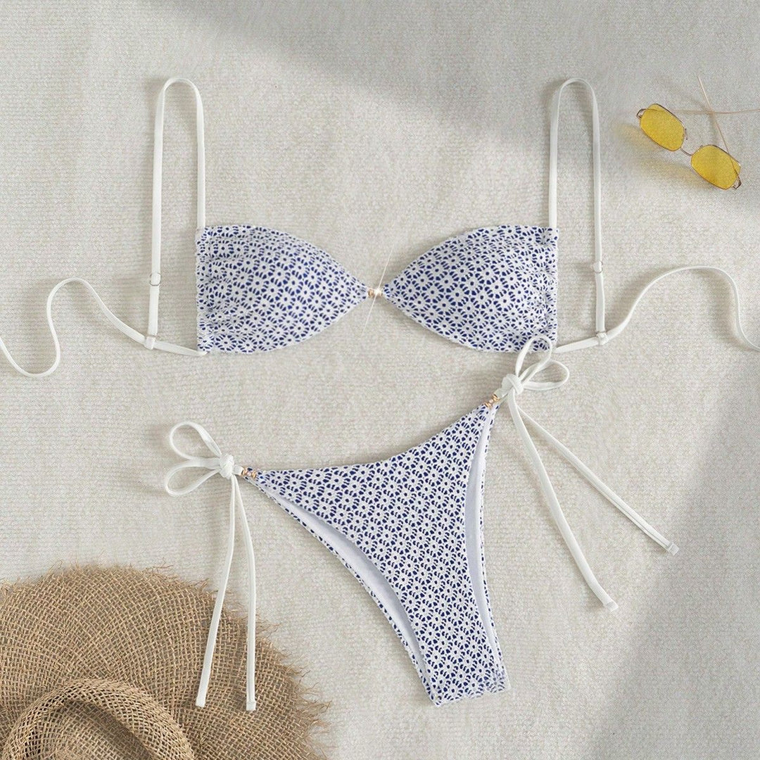 Damen Triangel-Bikini mit verspieltem Blumendruck Drune