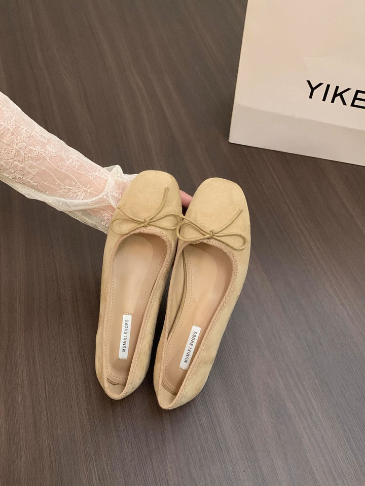 Damen Ballerinas aus hochwertigem Wildleder mit dekorativer Schleife Drune