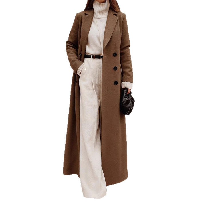 Damen eleganter und leichter Trenchcoat mit hohem Kragen und tailliertem Schnitt Drune