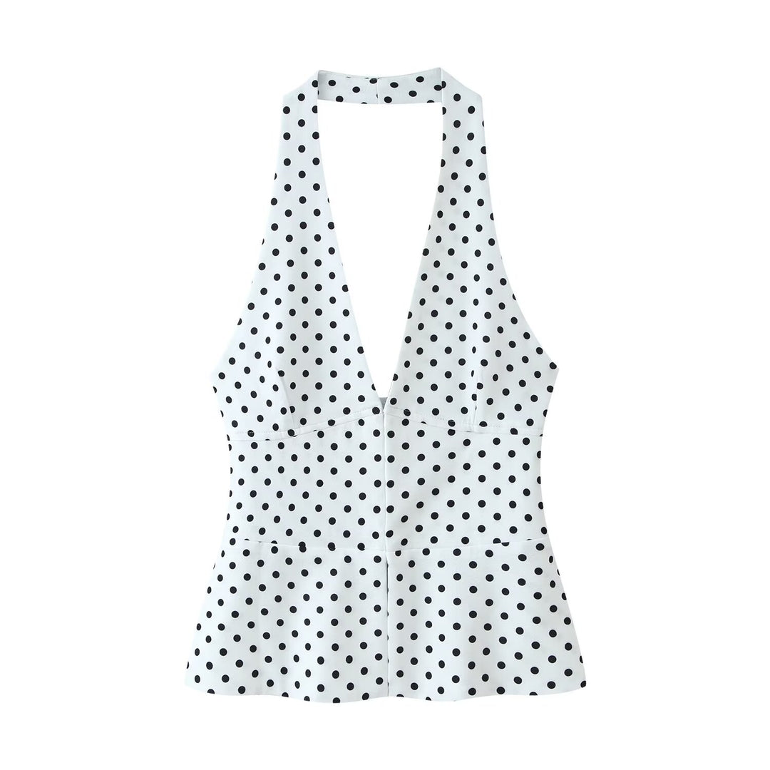 Damen Hochtaillierte Flare-Hose mit Gummibund und Polka-Dot-Print Drune