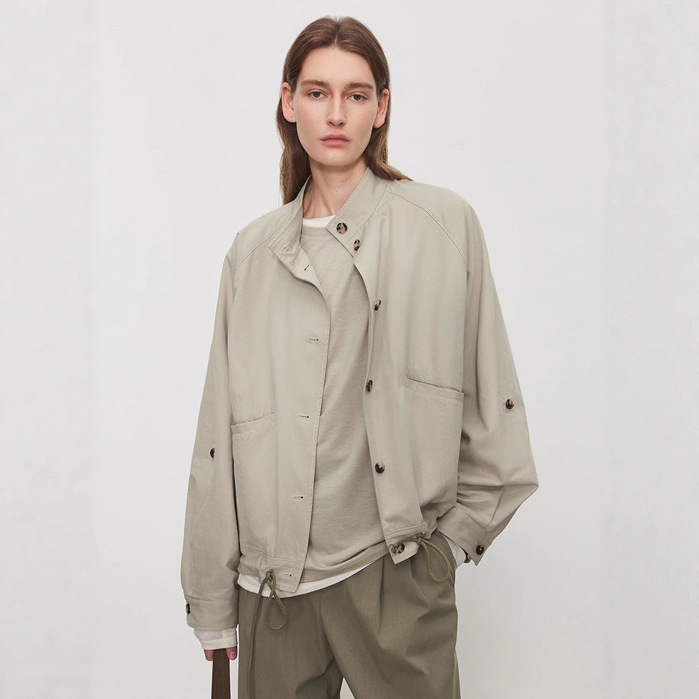 Damen Übergangsjacke mit Kapuze und verstellbarem Bund Drune