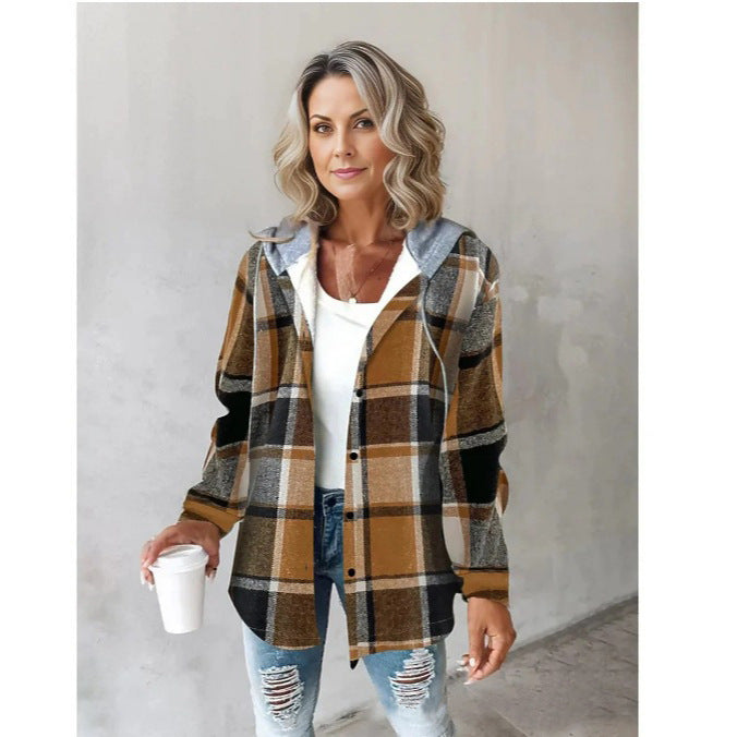 Damen Kapuzencardigan mit Streifen und Druckknopfblende Drune
