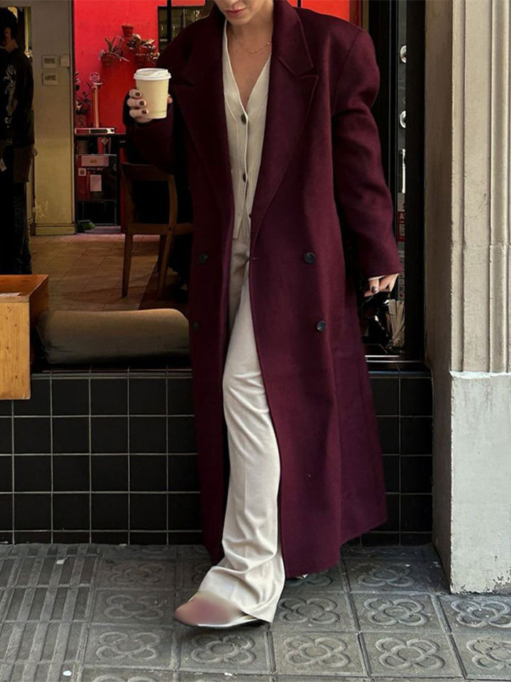 Damen eleganter Wool Coat mit doppelter Knopfleiste Drune