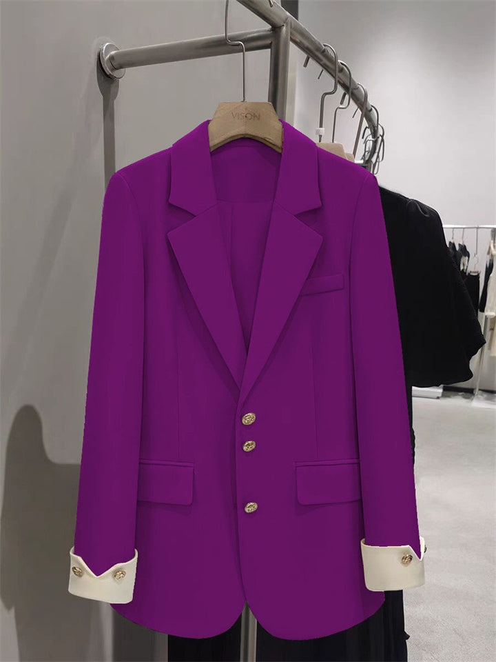 Damen Eleganter Blazer mit goldenen Knopfdetails Drune