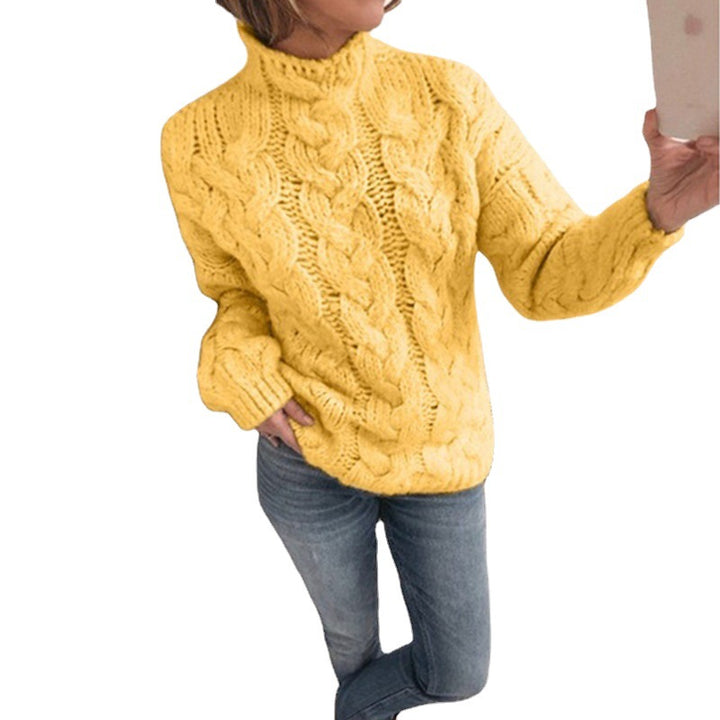 Damen Grobstrickpullover mit Kunststrickmuster und hohem Kragen Drune
