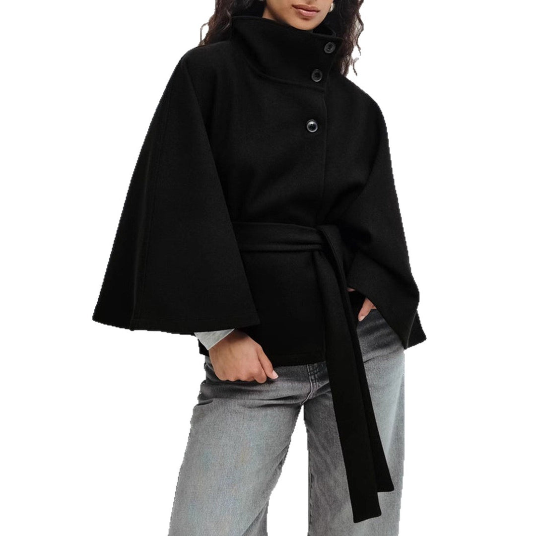 Damen Kapuzenjacke mit breiten Ärmeln und Taillengürtel Drune