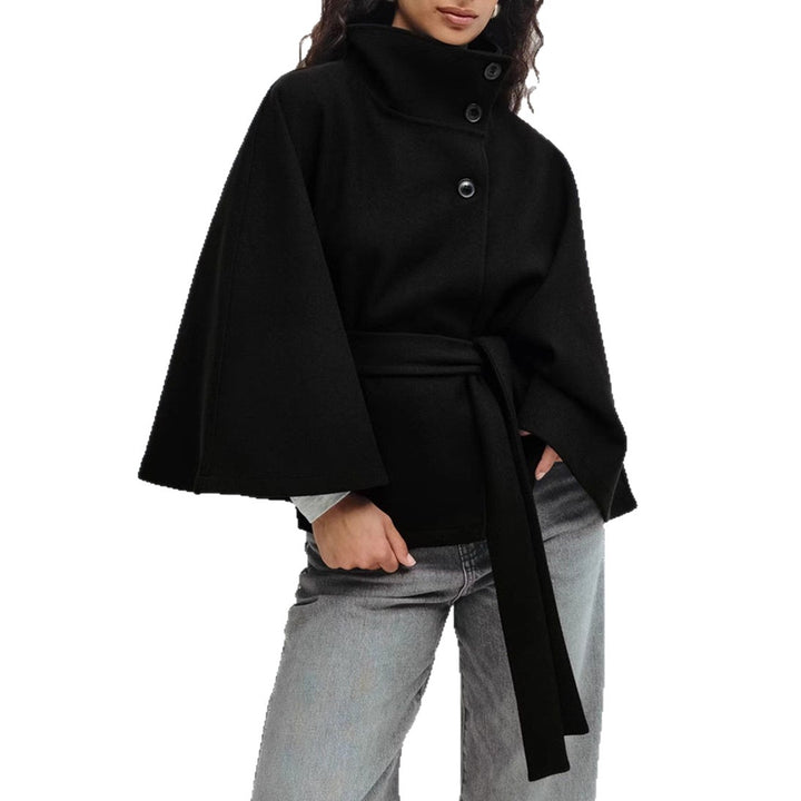 Damen Kapuzenjacke mit breiten Ärmeln und Taillengürtel Drune