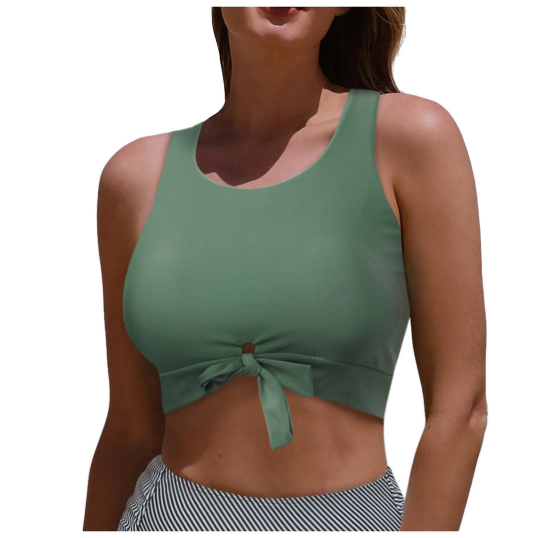 Damen Sportlicher Crop-Top mit Schlaufenbindung Drune