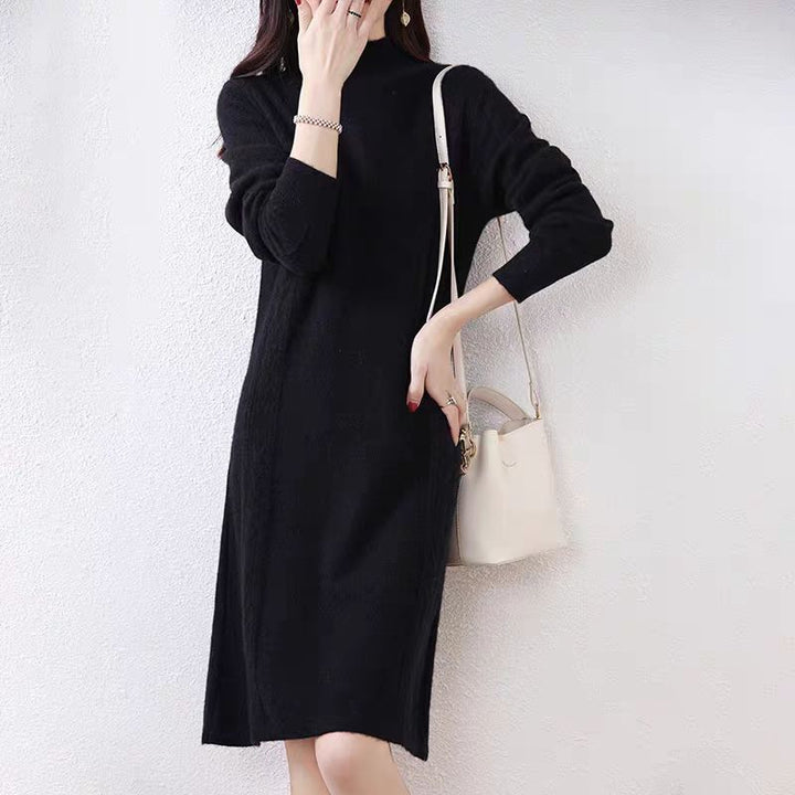 Damen Edles Strickkleid mit feinen Zopfmustern Drune