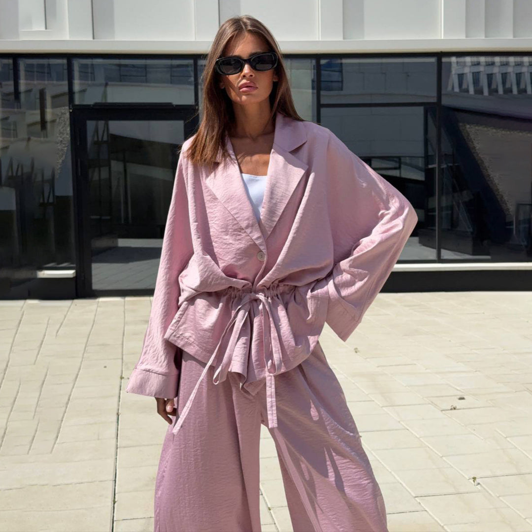 Damen Oversized Blazer mit weiten Ärmeln und passender Hose Drune
