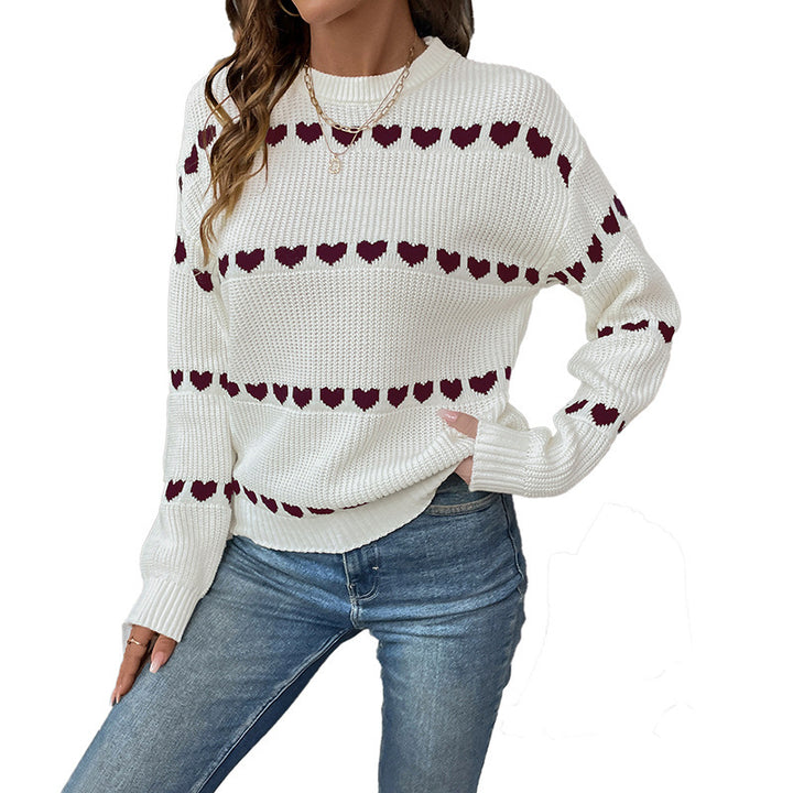 Damen Kuscheliger Strickpullover mit Herzmuster Drune