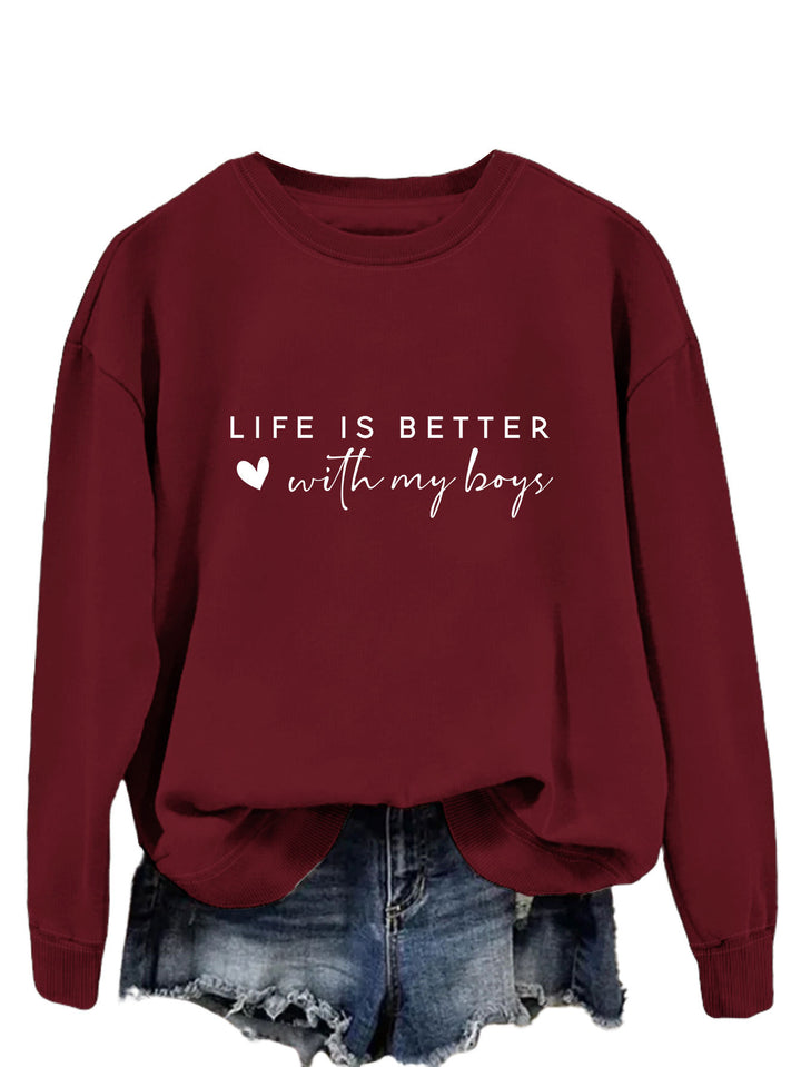 Damen gemütlicher Rundhals-Sweater mit inspirierendem Aufdruck Drune
