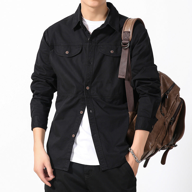 Herren Overshirt aus Baumwoll-Twill mit Brustklappen und entspanntem Regular-Fit Drune