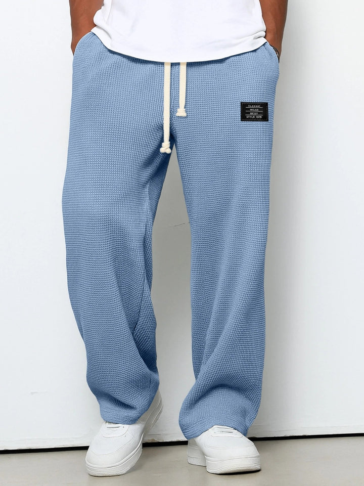 Herren nan lässige Waffelstrick Loungehose mit Kordelzug und geradem Schnitt Drune