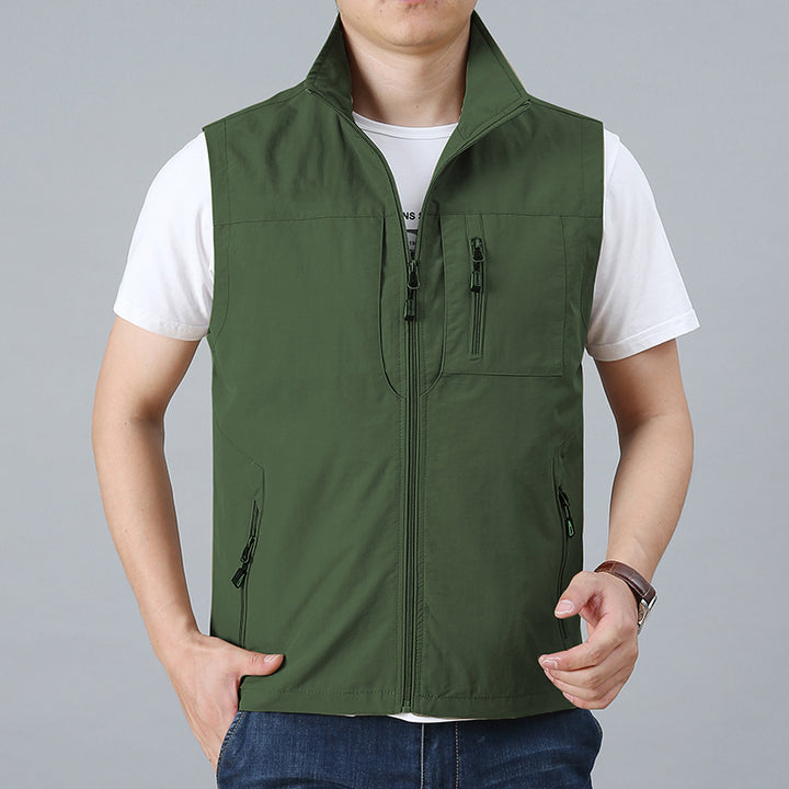 Herren  technische Zip-Weste mit hochgeschlossenem Kragen wasserabweisendem Nylon und Sicherheitsreißverschlusstaschen Drune