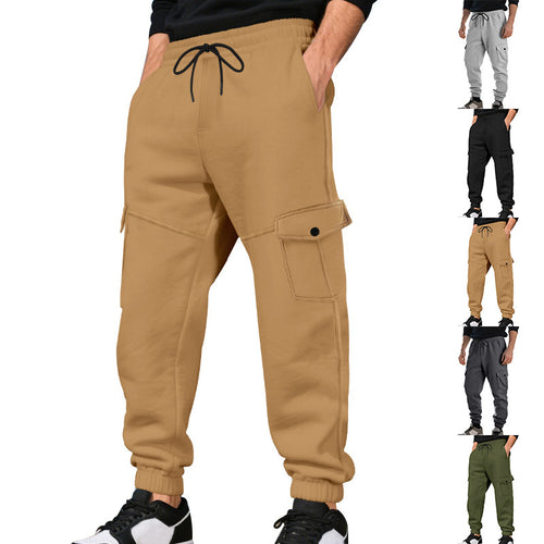 Herren nan urban-militärische Cargo-Jogginghose mit knieabgesteppten Einsätzen, seitlichen Klappentaschen und gerippten Beinabschlüssen Drune