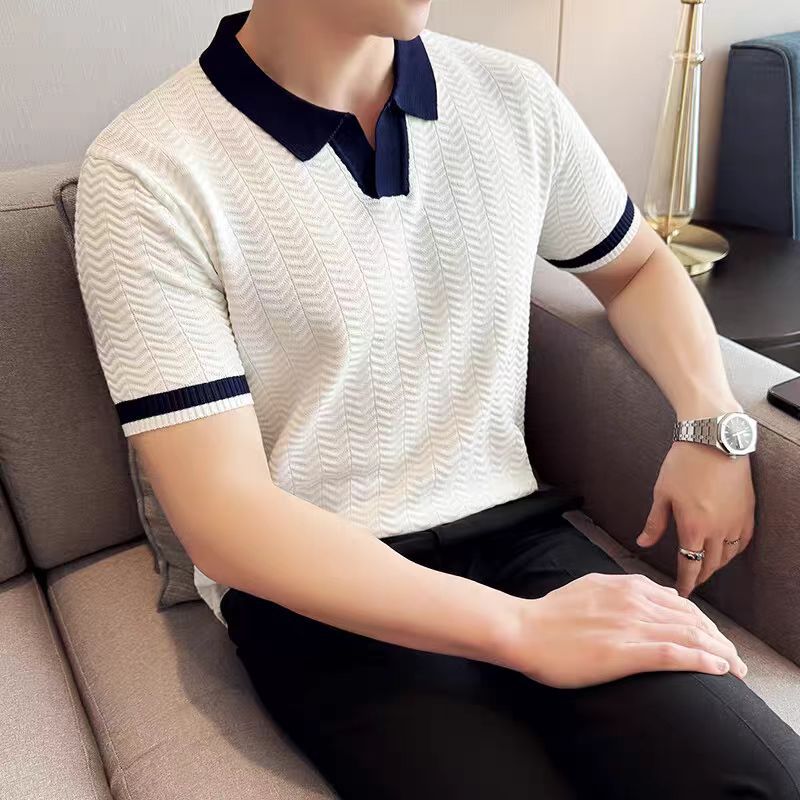 Herren Kurzes Strick-Polohemd Drune