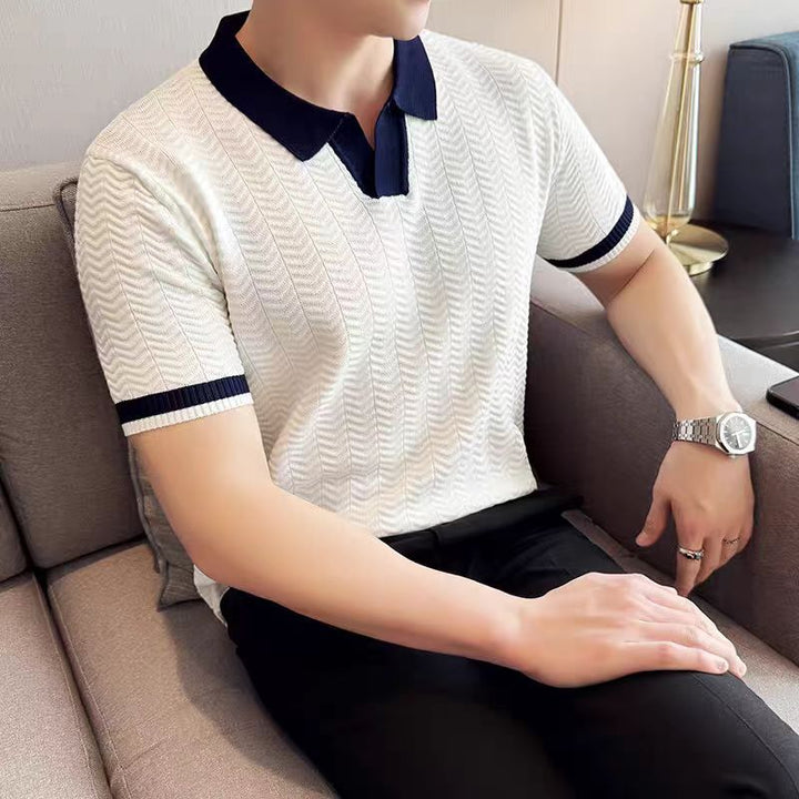 Herren Kurzes Strick-Polohemd Drune