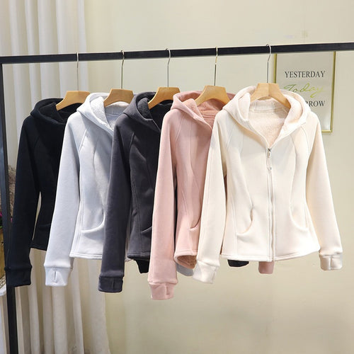 Damen bequeme Fleecejacke mit durchgehendem Reißverschluss und Kapuze Drune