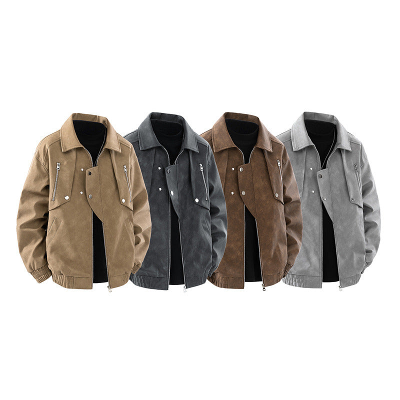 Herren modische Jacke mit multifunktionalen Reißverschlusstaschen und elastischen Bündchen Drune