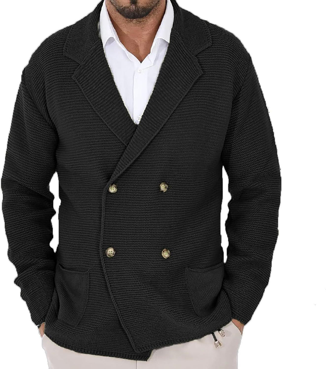 Herren Strickjacke mit doppelter Knopfleiste und modernen Taschen Drune