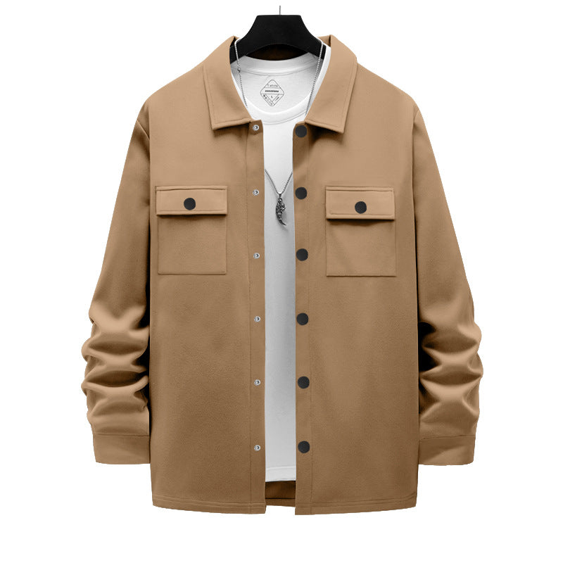 Herren nan arbeitsinspirierte Hemdjacke mit Druckknopfleiste, aufgesetzten Brusttaschen und kastiger Passform Drune