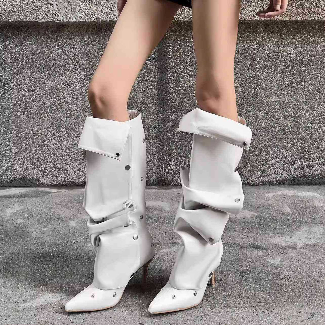 Damen Stylishe Overknee-Stiefel mit innovativem Design und elegantem Absatz Drune