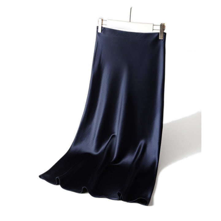 Damen Langer Satin-Maxirock im Bias-Cut mit taillenhoher Passform und fließender A‑Linie Drune