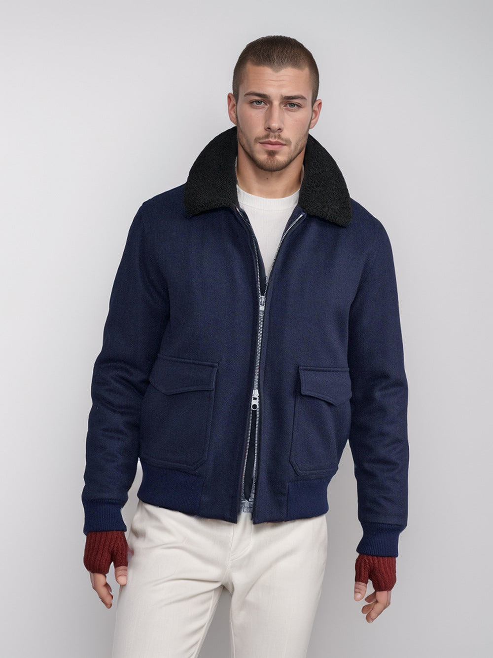Herren warme Fleecejacke mit Stehkragen und praktischen Taschen Drune