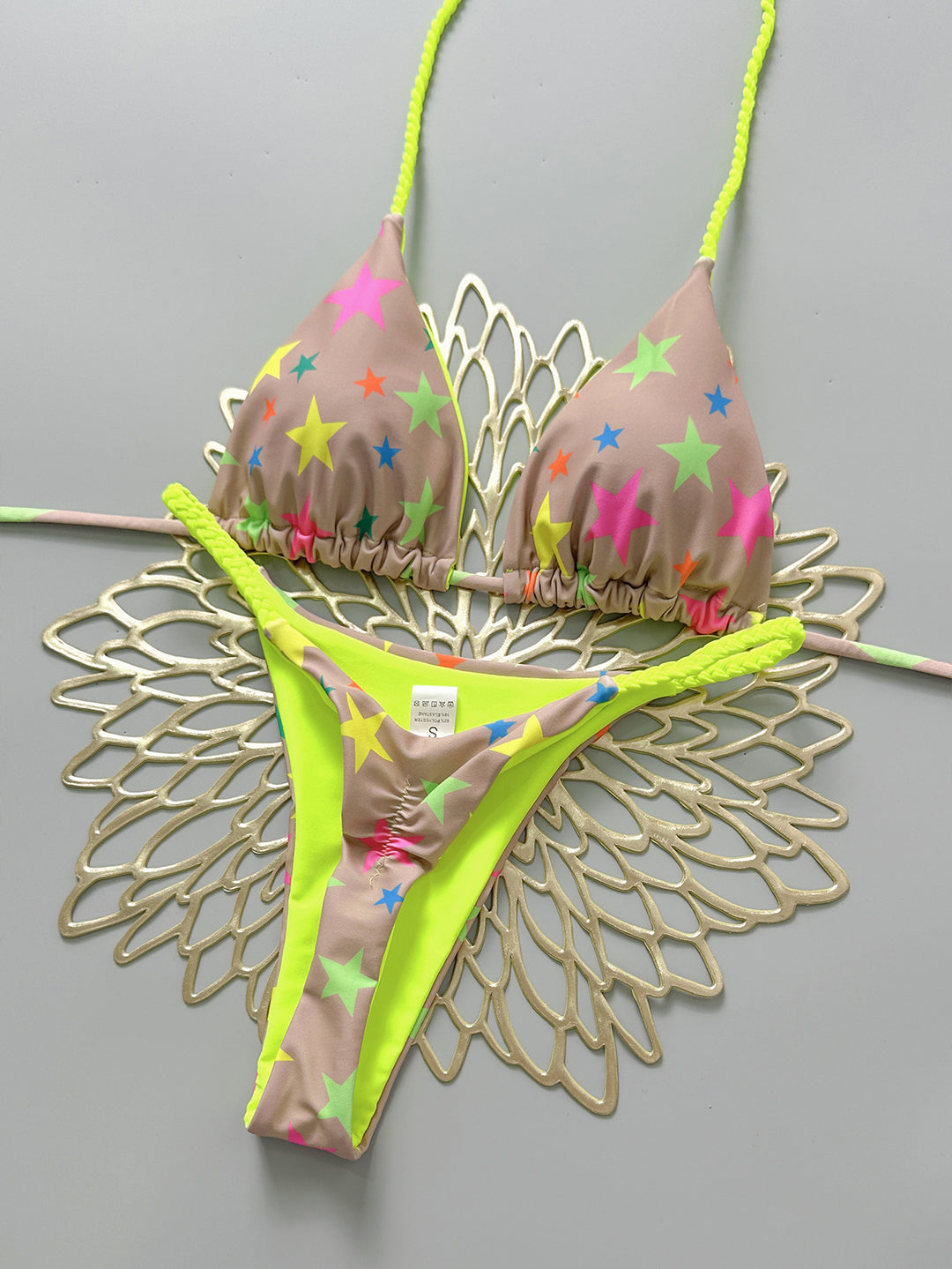 Damen Triangel-Bikini mit verspieltem Lippen-Design Drune