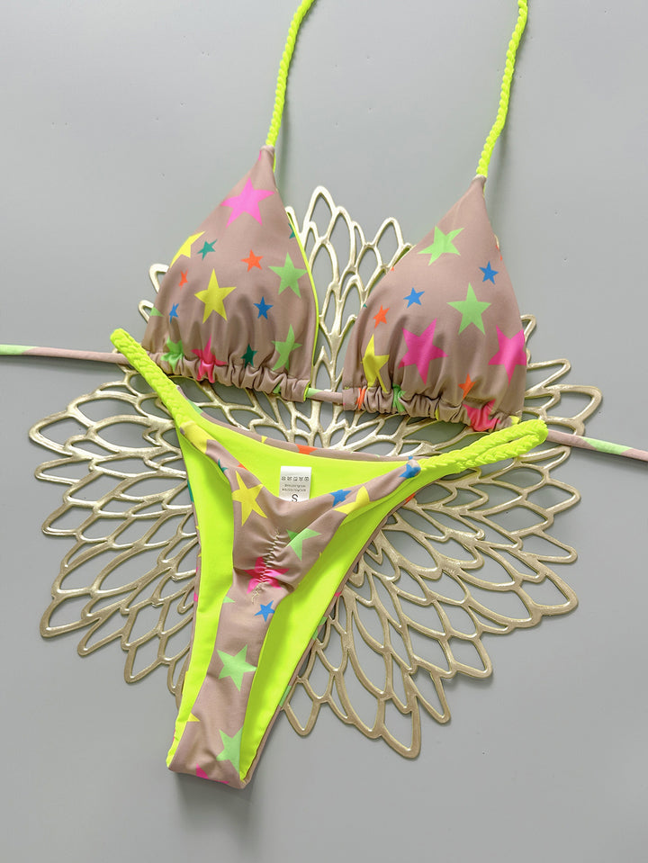 Damen Triangel-Bikini mit verspieltem Lippen-Design Drune