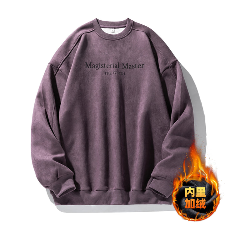 Unisex Oversize-Sweatshirt mit samtiger Fleece-Optik und tonalem Frontprint Drune