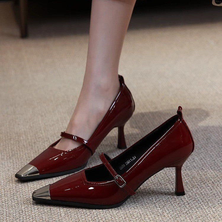 Damen elegante Slingback-Pumps mit spitzem Zehenbereich und glitzerndem Obermaterial Drune