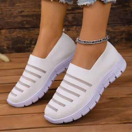 Damen nan gestrickte Slipper Sneaker mit elastischem Einstieg und leichter Komfortsohle Drune