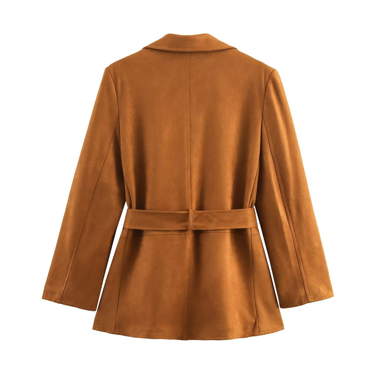 Damen nan taillierter Blazer mit Bindegürtel, Pattentaschen und weichem Innenfutter Drune