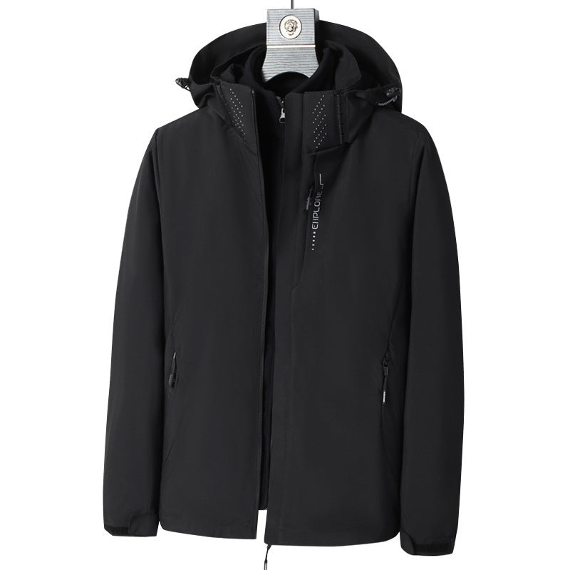 Herren Wind- und wasserabweisende Kapuzenjacke mit ergonomischem Schnitt und verdecktem Reißverschluss Drune