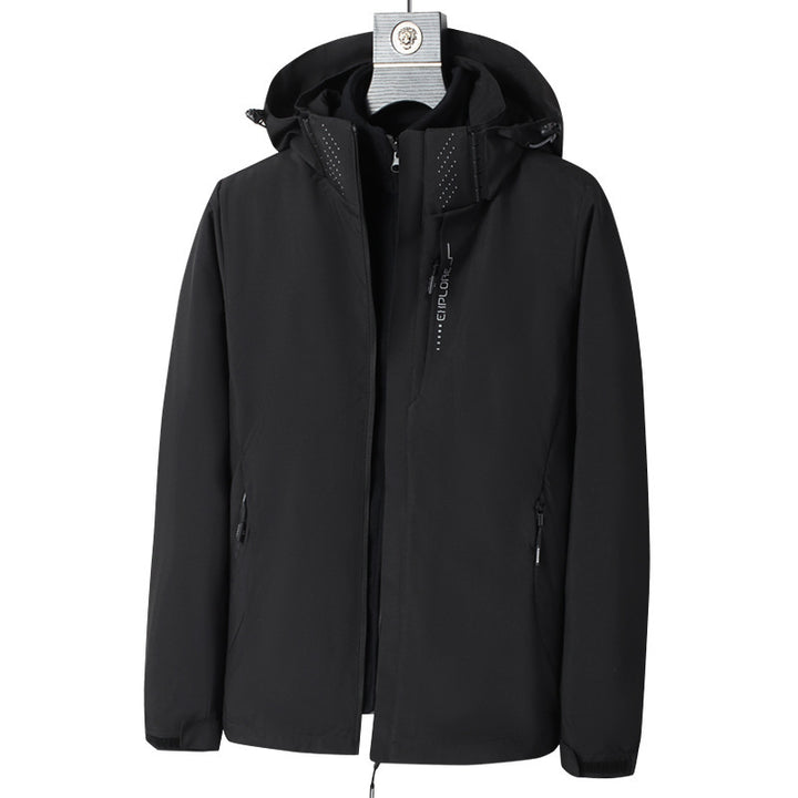 Herren Wind- und wasserabweisende Kapuzenjacke mit ergonomischem Schnitt und verdecktem Reißverschluss Drune