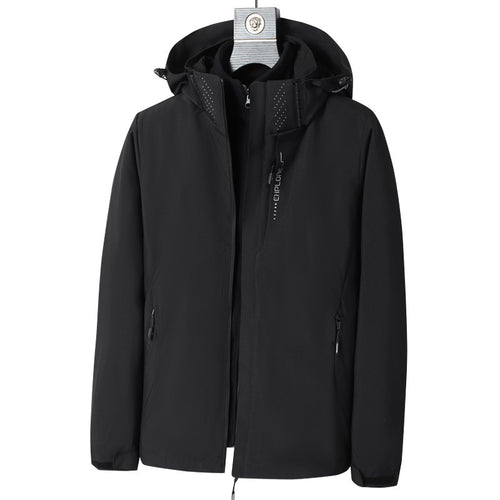 Herren Wind- und wasserabweisende Kapuzenjacke mit ergonomischem Schnitt und verdecktem Reißverschluss Drune