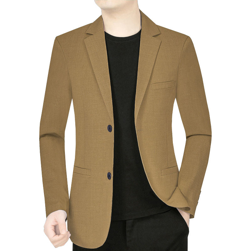 Herren Leichter Leinenblazer Slim-Fit Zweiknopf-Sakko atmungsaktiv Drune