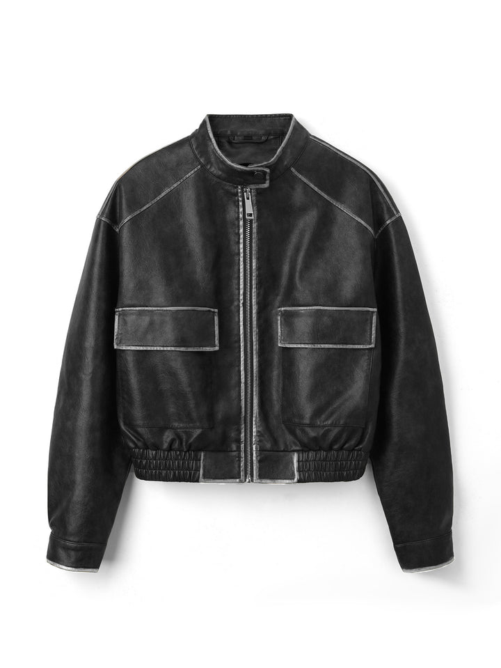 Damen Trendige Bikerjacke mit Stehkragen Drune