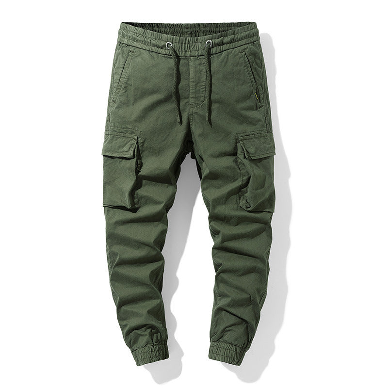 Herren Stretch-Canvas Cargo-Jogger mit elastischem Bund, Multifach-Taschen und Kordelzug Drune