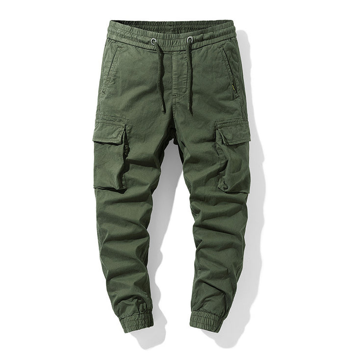 Herren Stretch-Canvas Cargo-Jogger mit elastischem Bund, Multifach-Taschen und Kordelzug Drune