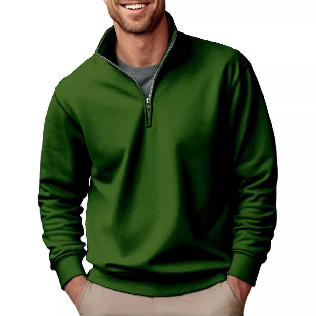 Herren nan Halbzip-Sweatshirt mit Stehkragen und weichem Fleece-Innenfutter Drune