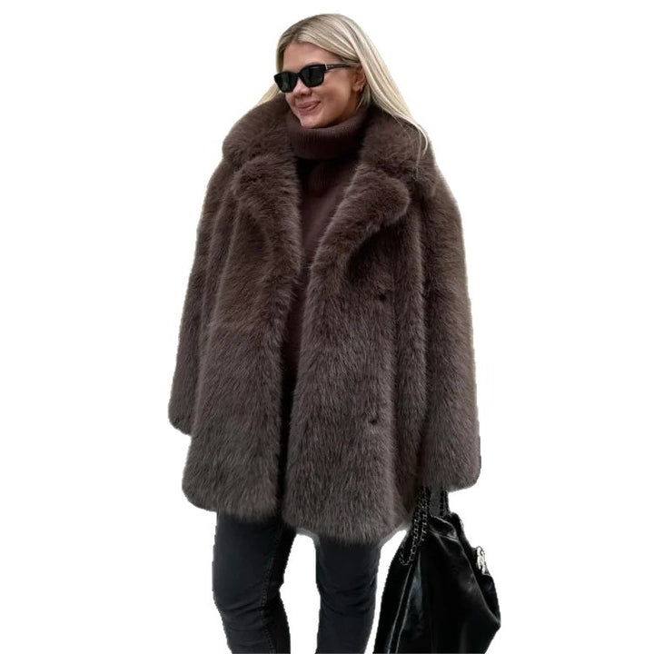 Damen Kuschelige Kunstpelz-Jacke Drune