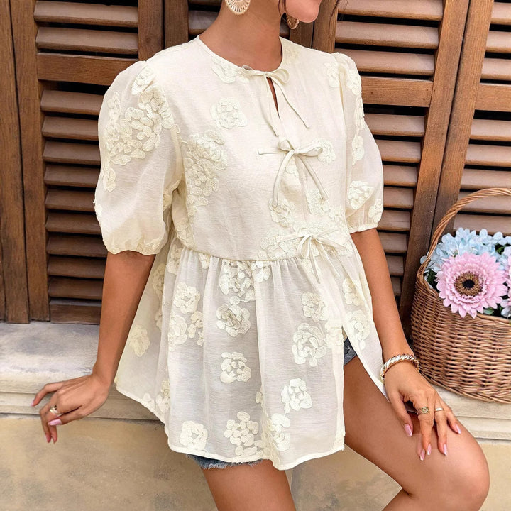 Damen verspieltes Oberteil mit floralen Details Drune