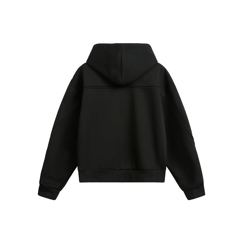 Unisex Oversize Kapuzen-Sweatjacke mit Reißverschluss und verdeckten Seitentaschen Drune