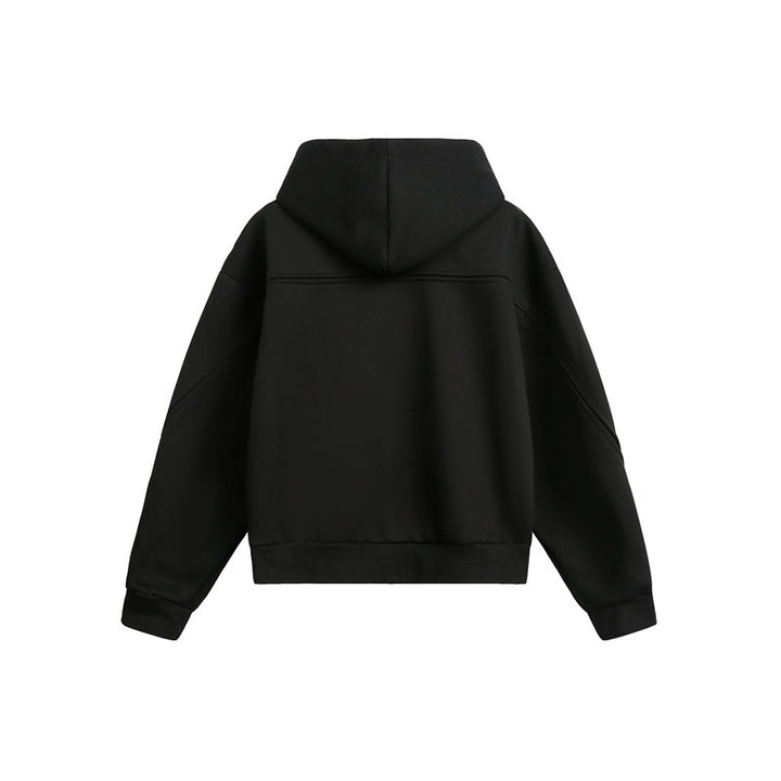Unisex Oversize Kapuzen-Sweatjacke mit Reißverschluss und verdeckten Seitentaschen Drune