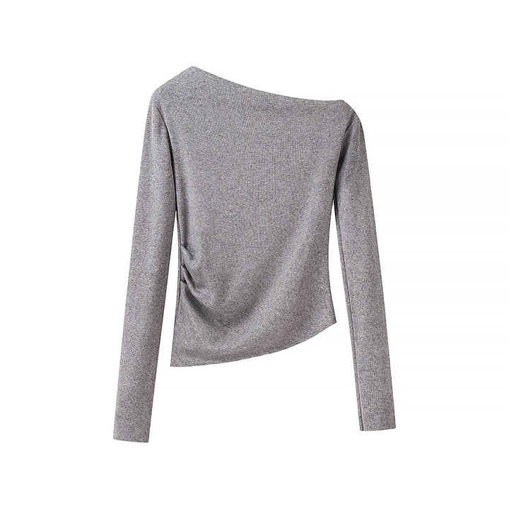 Damen Asymmetrisches One-Shoulder Langarmshirt mit Raffung Drune