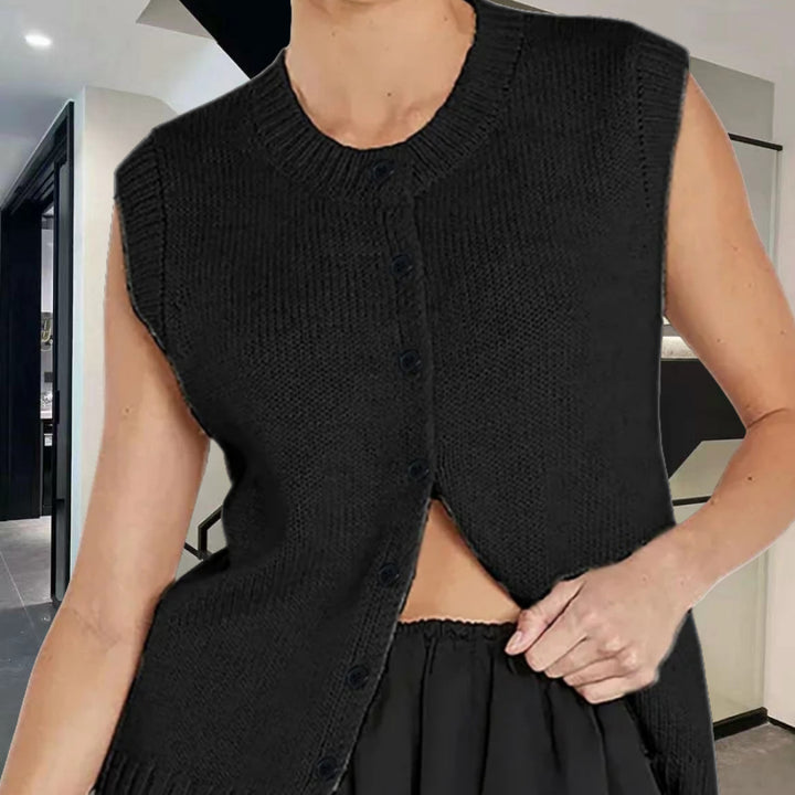 Damen Strickweste mit Knopfleiste und modernem Schnitt Drune